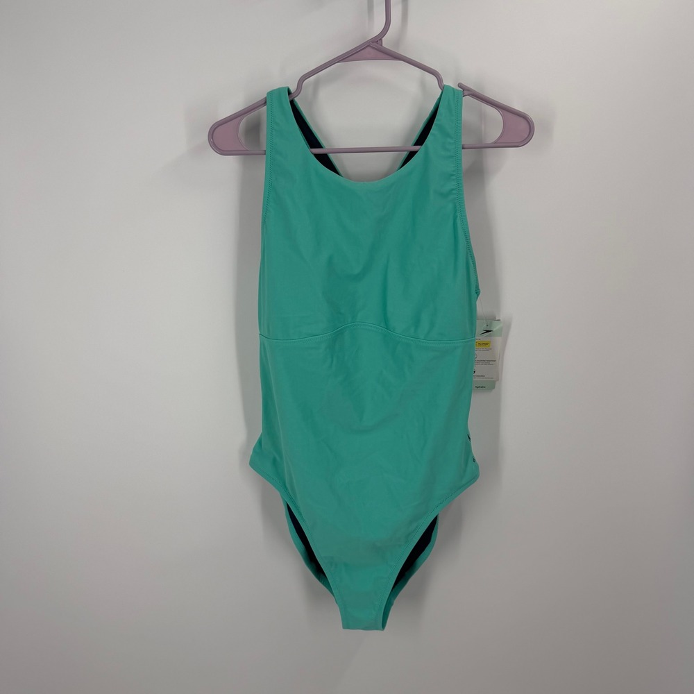 Speedo One Piece Swimsuit Women Large Arctic Glass Chlorine Resistant UPF 40+
